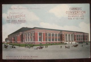 1911 Auditorium Canners Convention Milwaukee Wisconson,  Kittredge Label Maker Pc