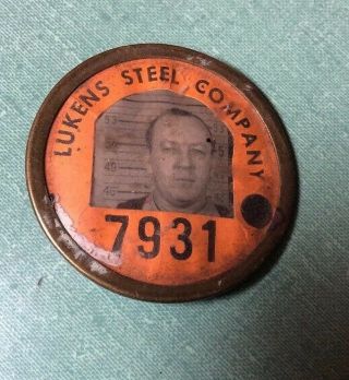 Antique Employee Badge Lukens Steel Co Coatesville Pa