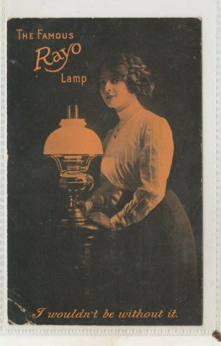 Vintage Postcard The Famous Rayo Lamp Advertising 1900s