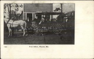 Wayne Me Post Office - Horse Wagon C1910 Postcard