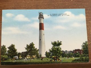 Nj Atlantic City Jersey Post Card Absecon Light House Lighthouse
