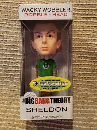 Rare Htf The Big Bang Theory Green Lanterrn Shirt Wacky Wobbler Bobble - Head