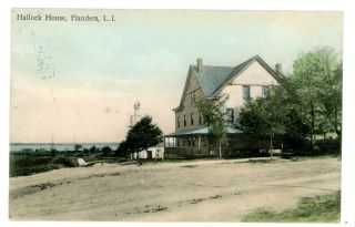 Flanders Li Ny - Hallock House Hotel - Hand Colored Postcard Near Riverhead