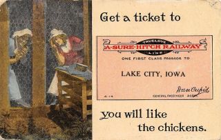 " Get A Ticket " To Lake City Iowa You Will Like The Chickens Girls In Hen House