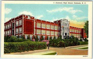 Gastonia,  North Carolina Postcard Gastonia High School Street View Curteich