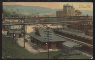 Postcard Rochester Pennsylvania/pa Railroad Train Depot Station Aerial View 1907