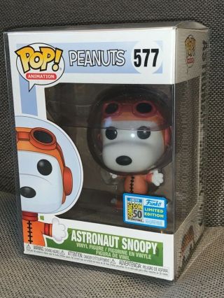 Funko Sdcc 2019 Exclusive Astronaut Snoopy Pop Figure Comic - Con Sticker In - Hand