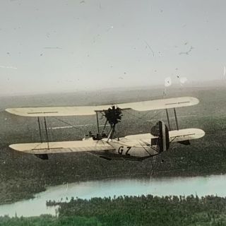 Vtg Magic Lantern Glass Slide Photo Old Biplane Prospecting Over Ontario Canada 2