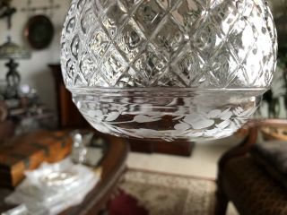 VINTAGE CRYSTAL CUT GLASS LAMP GLOBE SHADE OR LIGHT FIXTURE - ETCHED 2