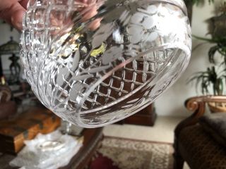 VINTAGE CRYSTAL CUT GLASS LAMP GLOBE SHADE OR LIGHT FIXTURE - ETCHED 3