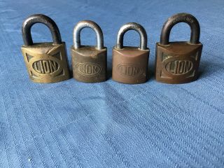 (4) Vintage LION Locks,  No Keys 2