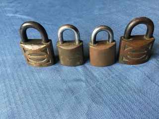 (4) Vintage LION Locks,  No Keys 3