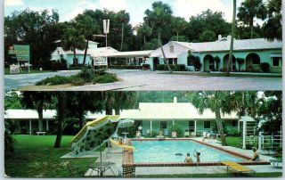 Silver Springs,  Florida Postcard Cloister Court Motel Highway 40 Roadside C1950s