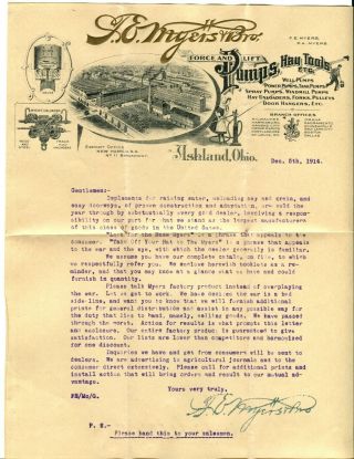 Antique 1914 MYERS PUMPS & HAY TOOLS Dealer Booklets & Letter in Orig Envelope 3