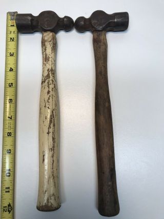 2 Ball Peen Hammers Barn Finds Old Antique Vintage Wooden Handle Hand Tools