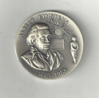 Physicist Albert Einstein Atomic Bomb Nuclear Power Sterling Silver Medal Coin
