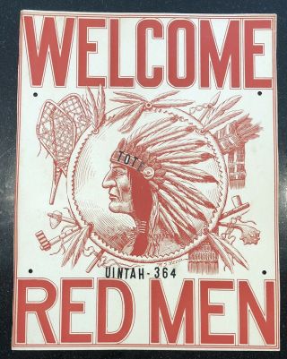 Improved Order Of Red Men Indian Native American Welcome Tote Cardboard Sign