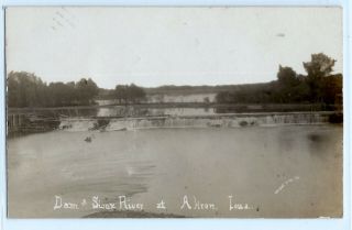 1909 Dam On Sioux River,  Akron,  Iowa; Real Photo Postcard Rppc,  Plymouth County