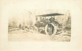 C1910 Steam Engine Tractor Logging Lumber Worker Occupation Rppc Photo Postcard
