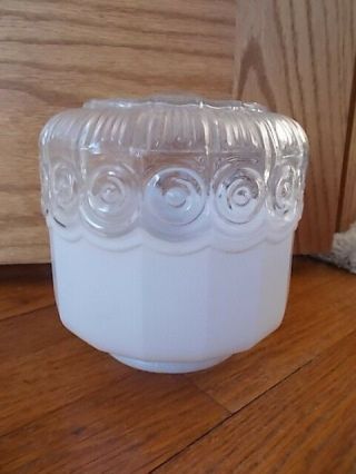 Vintage Art Deco White Frosted & Clear Glass Circles Light Fixture Shade Daniel