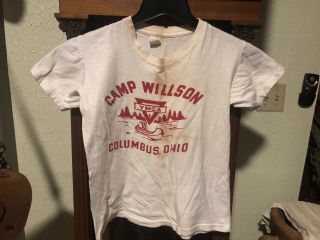 Boy Scouts & Vtg T Shirt 50s 60s Camp Ymca Youth M Old Stained