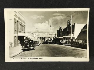 Vintage Real Photo Postcard Katoomba Main Street,  Nsw Greens Souvenirs 1950s