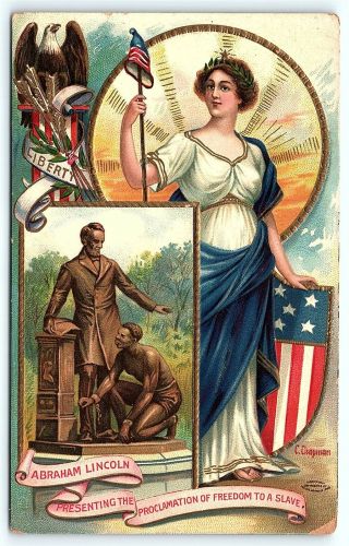 Postcard Abraham Lincoln Proclamation Of Freedom To Slave 1909 Chapmam 2 B36