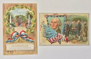 Vintage Patriotic Postcards Washington Flag
