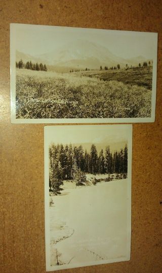 1932 Mt Lassen And Boiling Lake National Park 2 Photo Post Cards Rppc