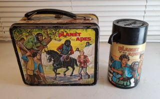 Vintage 1974 Planet Of The Apes Metal Lunchbox W/thermos,