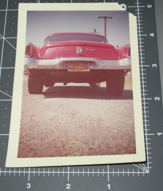 1956 Red Studebaker Sky Hawk Car California Plate Vintage Color Snapshot Photo 1