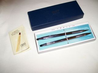 Vintage Cross Chrome Pen And Pencil Box Set 3501 - Ball Pen & Mechanical Pencil