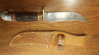 Vintage Western H39 G Hunting Knife With Leather Sheath