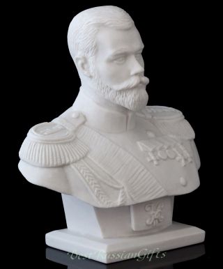 Nicholas Ii Marble Stone Bust Last Russian Emperor Figurine Tsar Sculpture 4.  7 "