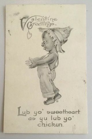 Black Memorabilia Valentine Post Card Posted 1916