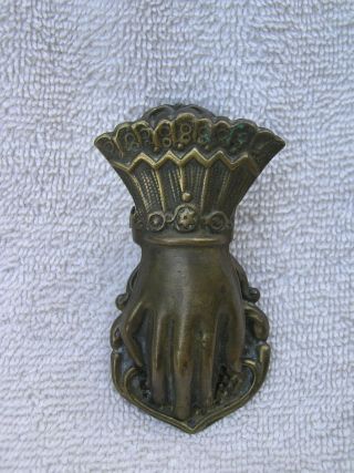 Vintage Victorian Hand Shape Tin Paper Clip Letter Holder Brass