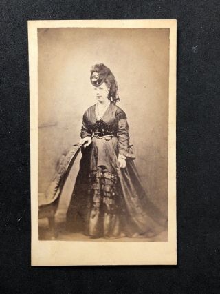Victorian Carte De Visite Cdv Shearman Grand Lady Elegant Gown: Pregnant? 2 Of 2