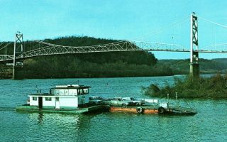 Vintage Car Ferry Ohio River Hi Carpenter Bridge Postcard P151