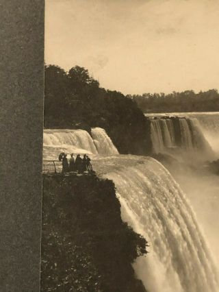 1880 - 1900 Large Folio Photograph 3 Men on Rocks at Niagara Falls NY Others Above 3