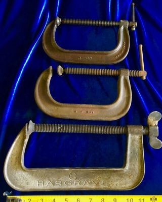 Vintage Extra Large Solid Metal Set Of Clamps Blacksmiths Tools Usa