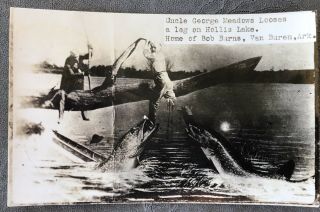 Rppc Exaggeration Van Buren Ar Arkansas Hollis Lake Man Loses Leg To Fishc1900s