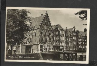 Vintage Postcard Street View O.  Z.  Voorburgwal Amsterdam Netherlands Unposted