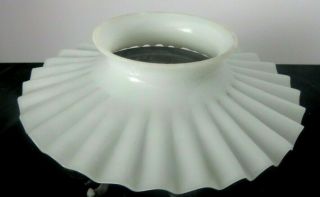 C 1900 Antique 8 " Milk Glass Ruffled Edge Oil Lamp Reflector /shade