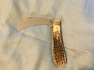 Case Xx Amber Bone Hawkbill Pruner Pocket Knife 249 Knives