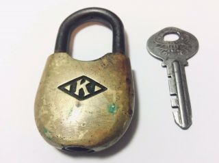 Antique Rare Brass " 101 " K Padlock With Key