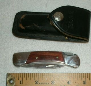 Vintage Buck 500 Usa Pocket Knife With Leather Sheath