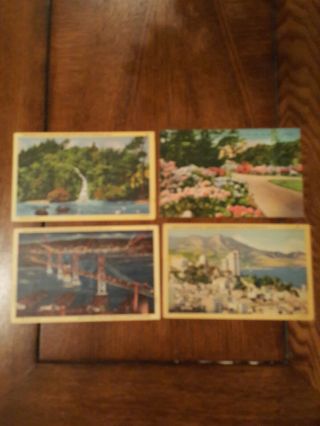 4 Vintage Postcards San Francisco Ca - Golden Gate,  Oakland Bay Bridge