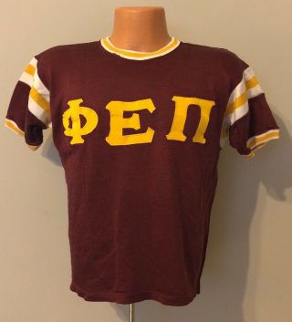 Vtg 50s Fraternity Jersey Phi Epsilon Pi Russell Southern Co Zeta Beta Tau Shirt