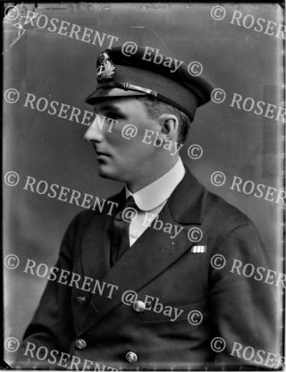 1915 The Royal Navy - Lt Commander A Gordon - Glass Negative 22 By 16cm