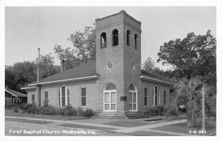 Fl - 1940’s Real Photo Florida First Baptist Church At Monticello,  Fla